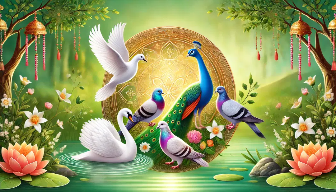 https://drive.gurucool.life/blogsImage/1732691883890.DALL·E-2024-11-27-12.39.15---An-elegant-and-serene-image-of-five-auspicious-birds-in-a-peaceful-setting.-The-birds-include-a-Peacock,-Swan,-Sparrow,-Pigeon,-and-Parrot,-each-symbo.webp